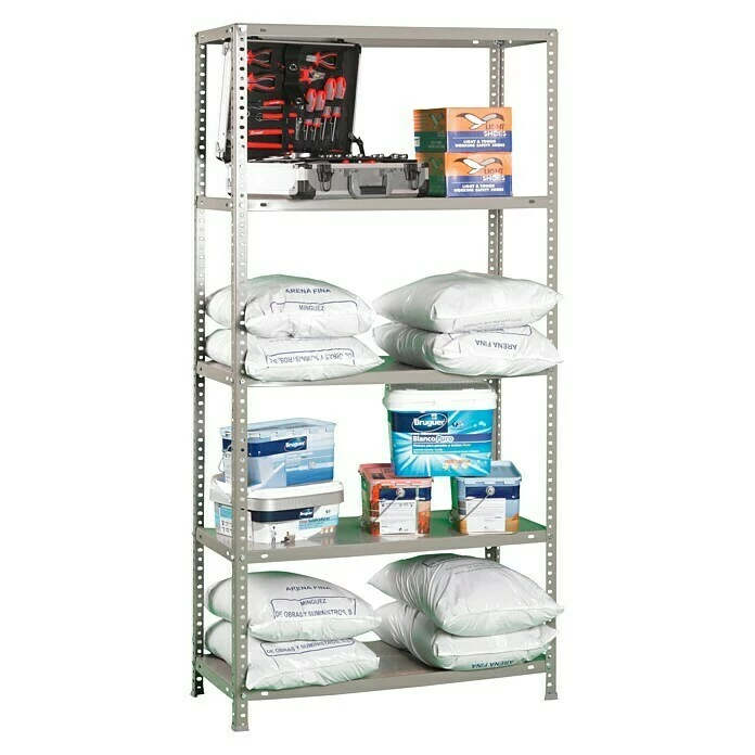 BAUHAUS Simonrack Comfort Metallregal L X B X H: 30 X 90 X 180 Cm, Traglast: 100 Kg/Boden, Anzahl Böden: 5, Schrauben, Grau 3 BAUHAUS Simonrack Comfort Metallregal L X B X H: 30 X 90 X 180 Cm, Traglast: 100 Kg/Boden, Anzahl Böden: 5, Schrauben, Grau – Bild 3