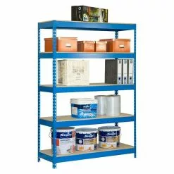 BAUHAUS Simonrack Bricoforte Metall-Schwerlastregal L X B X H: 60 X 100 X 200 Cm, Traglast: 300 Kg/Boden, Anzahl Böden: 5, Blau, Material Boden: Holz