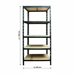 BAUHAUS Metall-Schwerlastregal M L X B X H: 50 X 60 X 180 Cm, Traglast: 290 Kg/Boden, Anzahl Böden: 5 Stk., Stecken, Schwarz