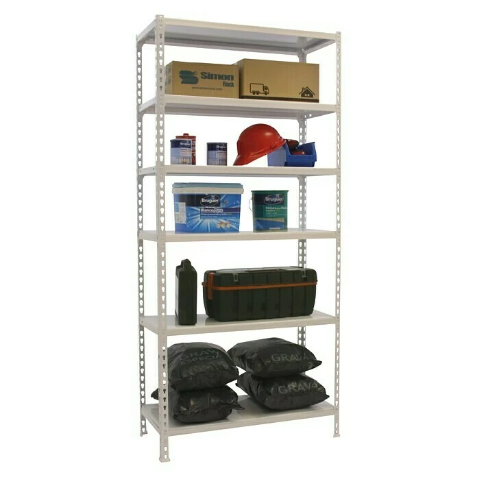 BAUHAUS Simonrack Simonclick Metallregal Plus L X B X H: 30 X 100 X 250 Cm, Traglast: 180 Kg/Boden, Anzahl Böden: 6 Stk., Stecken, Weiß 2 BAUHAUS Simonrack Simonclick Metallregal Plus L X B X H: 30 X 100 X 250 Cm, Traglast: 180 Kg/Boden, Anzahl Böden: 6 Stk., Stecken, Weiß – Bild 2