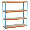 BAUHAUS Simonrack Simonforte Metall-Schwerlastregal L X B X H: 90 X 240 X 200 Cm, Traglast: 400 Kg/Boden, Anzahl Böden: 4, Blau/Orange