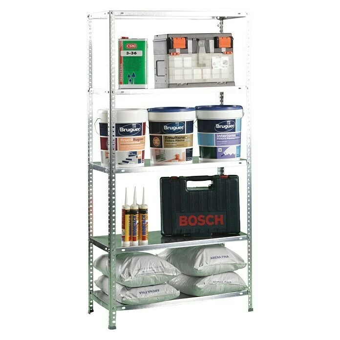 BAUHAUS Simonrack Comfort Metallregal L X B X H: 30 X 90 X 180 Cm, Traglast: 100 Kg/Boden, Anzahl Böden: 5, Schrauben, Silber 5 BAUHAUS Simonrack Comfort Metallregal L X B X H: 30 X 90 X 180 Cm, Traglast: 100 Kg/Boden, Anzahl Böden: 5, Schrauben, Silber – Bild 5