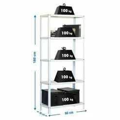 BAUHAUS Simonrack Homeclassic Metallregal L X B X H: 30 X 80 X 180 Cm, Traglast: 100 Kg/Boden, Anzahl Böden: 5 Stk., Schrauben, Weiß -Angebote Fliesen Store 12 6791