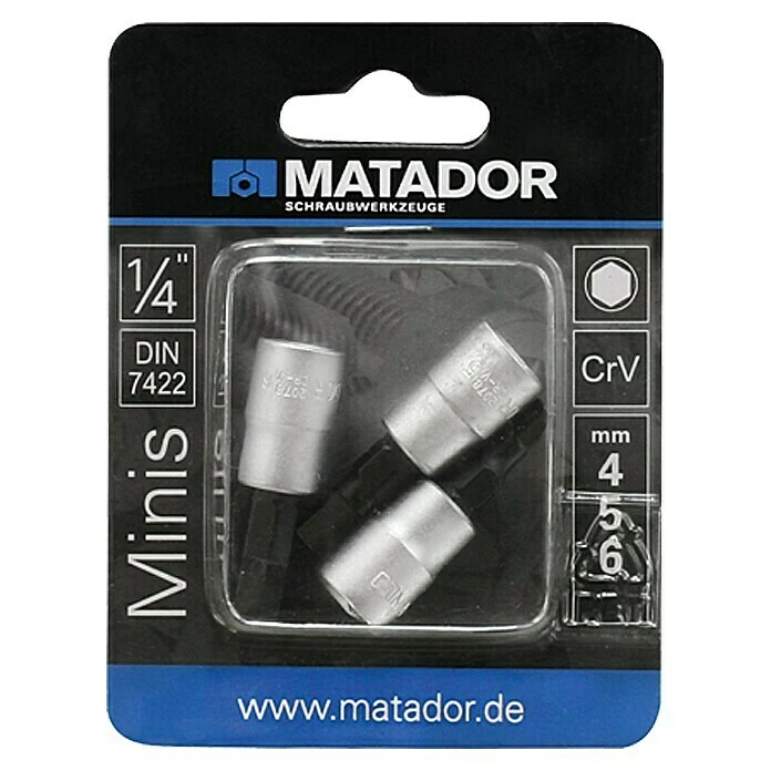 BAUHAUS Matador Steckschlüsseleinsatz-Set Innensechskant, 4mm, 5mm, 6mm 1 BAUHAUS Matador Steckschlüsseleinsatz-Set Innensechskant, 4mm, 5mm, 6mm