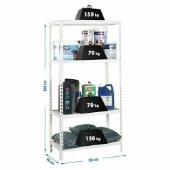 BAUHAUS Simonrack Simonclick Metallregal L X B X H: 40 X 80 X 160 Cm, Traglast: 150 Kg/Boden, Anzahl Böden: 4 Stk., Stecken, Weiß -Angebote Fliesen Store 12 6837