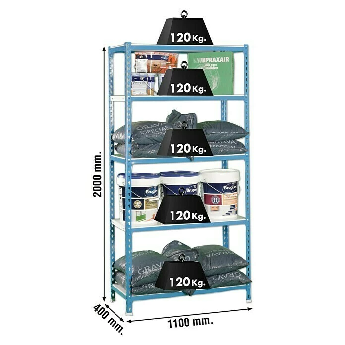 BAUHAUS Simonrack Simonclick Metallregal Super Plus L X B X H: 40 X 110 X 200 Cm, Traglast: 180 Kg/Boden, Anzahl Böden: 5 Stk., Stecken, Blau/Weiß 2 BAUHAUS Simonrack Simonclick Metallregal Super Plus L X B X H: 40 X 110 X 200 Cm, Traglast: 180 Kg/Boden, Anzahl Böden: 5 Stk., Stecken, Blau/Weiß – Bild 2