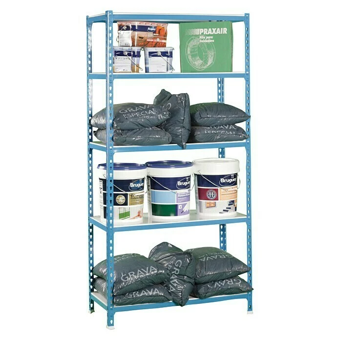 BAUHAUS Simonrack Simonclick Metallregal Super Plus L X B X H: 40 X 110 X 200 Cm, Traglast: 180 Kg/Boden, Anzahl Böden: 5 Stk., Stecken, Blau/Weiß 3 BAUHAUS Simonrack Simonclick Metallregal Super Plus L X B X H: 40 X 110 X 200 Cm, Traglast: 180 Kg/Boden, Anzahl Böden: 5 Stk., Stecken, Blau/Weiß – Bild 3