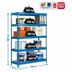 BAUHAUS Simonrack Bricoforte Metall-Schwerlastregal L X B X H: 60 X 100 X 200 Cm, Traglast: 300 Kg/Boden, Anzahl Böden: 5, Blau, Material Boden: Metall -Angebote Fliesen Store 12 6951