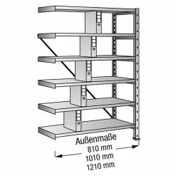 BAUHAUS Scholz Aktenregal Anbauelement Länge: 810 Mm, Breite: 300 Mm, Höhe: 1.920 Mm, Traglast: 80 Kg/Boden, Anzahl Böden: 6 Stk.