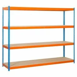 BAUHAUS Simonrack Simonforte Metall-Schwerlastregal L X B X H: 45 X 240 X 200 Cm, Traglast: 400 Kg/Boden, Anzahl Böden: 4, Blau/Orange
