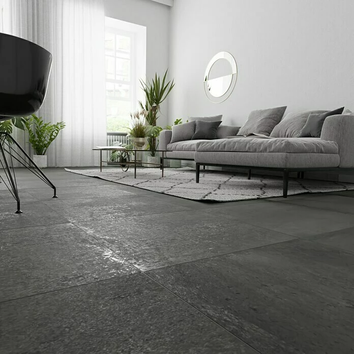 BAUHAUS Metallica Feinsteinzeugfliese Piombo 60 X 60 Cm, Anthrazit, Schimmernd 3 BAUHAUS Metallica Feinsteinzeugfliese Piombo 60 X 60 Cm, Anthrazit, Schimmernd – Bild 3