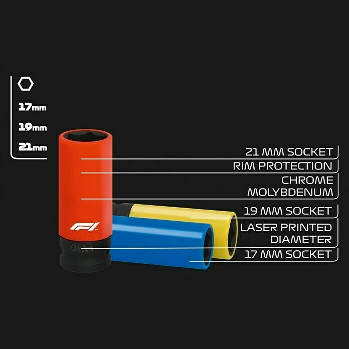 BAUHAUS Formula 1® Steckschlüsseleinsatz-Set ST3000 4 -tlg., Mehrfarbig, Schlüsselweite: 17 - 21 Mm 3 BAUHAUS Formula 1® Steckschlüsseleinsatz-Set ST3000 4 -tlg., Mehrfarbig, Schlüsselweite: 17 - 21 Mm – Bild 3