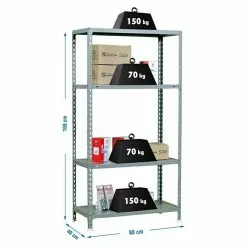 BAUHAUS Simonrack Simonclick Metallregal L X B X H: 40 X 80 X 160 Cm, Traglast: 150 Kg/Boden, Anzahl Böden: 4 Stk., Stecken, Grau -Angebote Fliesen Store 12 7613