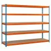 BAUHAUS Simonrack Ecoforte Metall-Schwerlastregal L X B X H: 45 X 180 X 200 Cm, Traglast: 400 Kg/Boden, Anzahl Böden: 5 Stk., Stecken, Blau/Orange