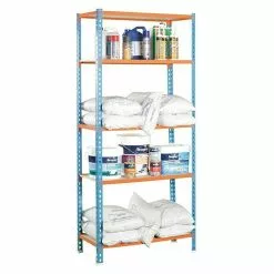BAUHAUS Simonrack Maderclick Metallregal Plus L X B X H: 50 X 100 X 200 Cm, Traglast: 150 Kg/Boden, Anzahl Böden: 5, Stecken, Blau/Orange -Angebote Fliesen Store 12 7688