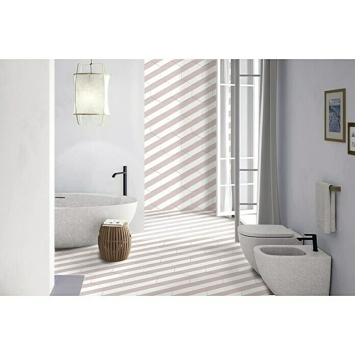 BAUHAUS Feinsteinzeugfliese Hexagon Porto Capri Rose 22 X 25 Cm, Weiß/Rosa, Matt 2 BAUHAUS Feinsteinzeugfliese Hexagon Porto Capri Rose 22 X 25 Cm, Weiß/Rosa, Matt – Bild 2