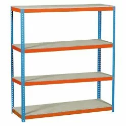 BAUHAUS Simonrack Simonforte Metall-Schwerlastregal L X B X H: 60 X 180 X 200 Cm, Traglast: 600 Kg/Boden, Anzahl Böden: 4, Blau/Orange