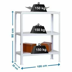 BAUHAUS Simonrack Homeclick Metallregal Plus L X B X H: 30 X 100 X 90 Cm, Traglast: 150 Kg/Boden, Anzahl Böden: 3 Stk., Stecken, Weiß -Angebote Fliesen Store 12 7712
