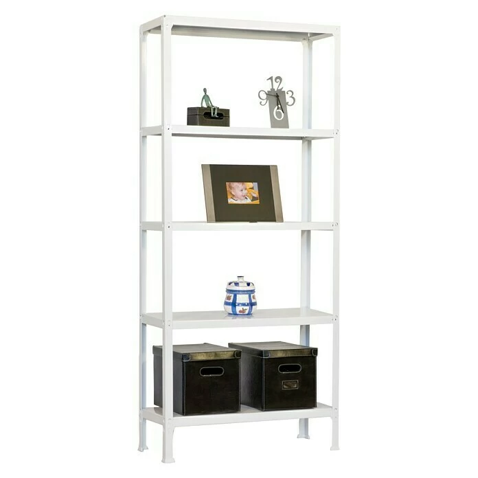 BAUHAUS Simonrack Homeclick Metallregal Plus L X B X H: 30 X 100 X 180 Cm, Traglast: 150 Kg/Boden, Anzahl Böden: 5 Stk., Stecken, Weiß 2 BAUHAUS Simonrack Homeclick Metallregal Plus L X B X H: 30 X 100 X 180 Cm, Traglast: 150 Kg/Boden, Anzahl Böden: 5 Stk., Stecken, Weiß – Bild 2