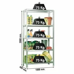 BAUHAUS Simonrack Simonclassic Metallregal Advantage Plus L X B X H: 40 X 100 X 200 Cm, Traglast: 75 Kg/Boden, Anzahl Böden: 5 Stk., Schrauben, Silber -Angebote Fliesen Store 12 7736