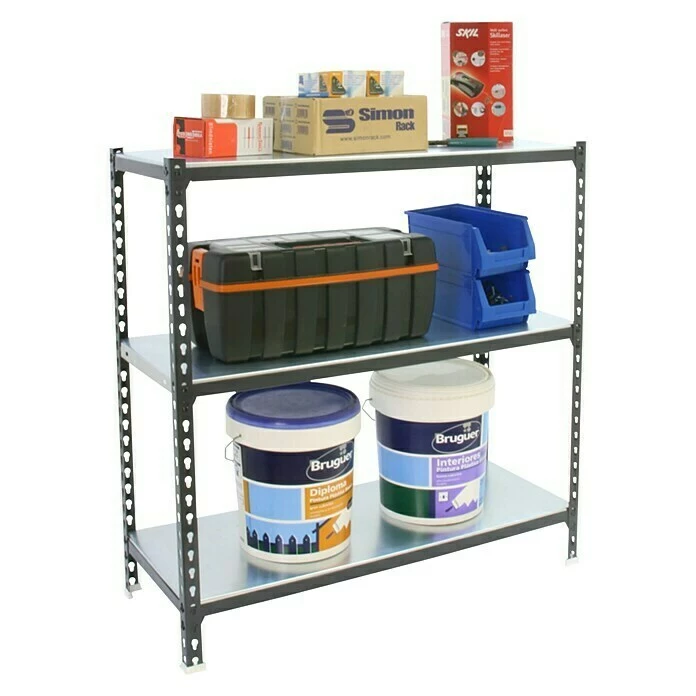 BAUHAUS Simonrack Simonclick Metallregal L X B X H: 50 X 90 X 100 Cm, Traglast: 180 Kg/Boden, Anzahl Böden: 3 Stk., Stecken, Anthrazit/Weiß 3 BAUHAUS Simonrack Simonclick Metallregal L X B X H: 50 X 90 X 100 Cm, Traglast: 180 Kg/Boden, Anzahl Böden: 3 Stk., Stecken, Anthrazit/Weiß – Bild 3