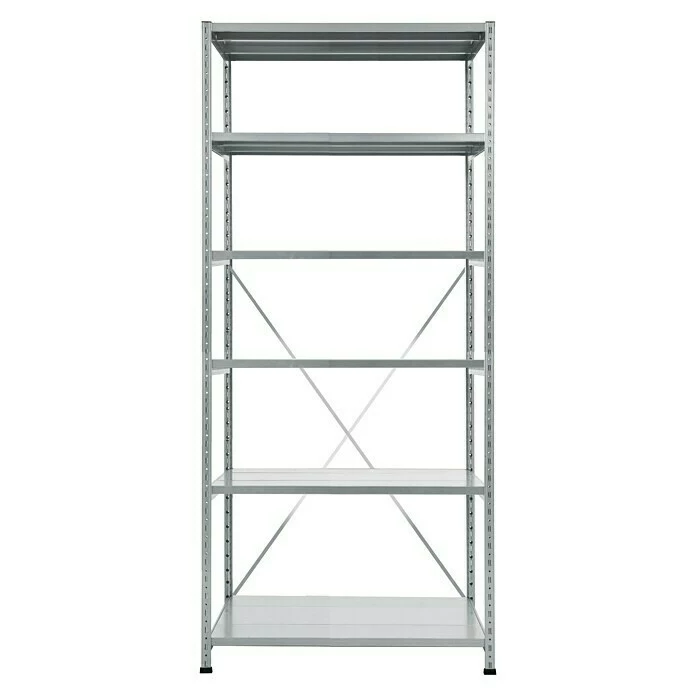 BAUHAUS Scholz Metall-Lagerregal Grundelement Länge: 1.000 Mm, Breite: 850 Mm, Höhe: 2.280 Mm, Traglast: 360 Kg/Boden, Anzahl Böden: 6 Stk. 1 BAUHAUS Scholz Metall-Lagerregal Grundelement Länge: 1.000 Mm, Breite: 850 Mm, Höhe: 2.280 Mm, Traglast: 360 Kg/Boden, Anzahl Böden: 6 Stk.