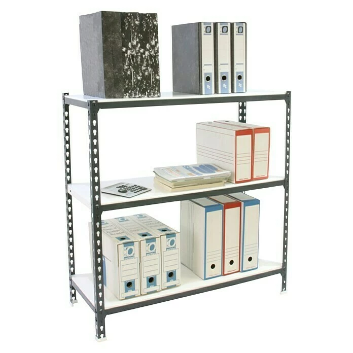 BAUHAUS Simonrack Simonclick Metallregal Mini L X B X H: 30 X 80 X 90 Cm, Traglast: 180 Kg/Boden, Anzahl Böden: 3 Stk., Stecken, Anthrazit/Weiß 2 BAUHAUS Simonrack Simonclick Metallregal Mini L X B X H: 30 X 80 X 90 Cm, Traglast: 180 Kg/Boden, Anzahl Böden: 3 Stk., Stecken, Anthrazit/Weiß – Bild 2