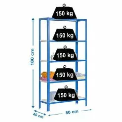 BAUHAUS Simonrack Homeclick Metallregal Mini L X B X H: 40 X 80 X 180 Cm, Traglast: 150 Kg/Boden, Anzahl Böden: 5 Stk., Blau -Angebote Fliesen Store 12 7847