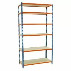 BAUHAUS Simonrack Maderclick Metallregal Mega Plus L X B X H: 40 X 120 X 250 Cm, Traglast: 150 Kg/Boden, Anzahl Böden: 6 Stk., Stecken, Blau/Orange