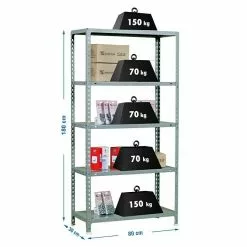 BAUHAUS Simonrack Simonclick Metallregal L X B X H: 30 X 80 X 180 Cm, Traglast: 150 Kg/Boden, Anzahl Böden: 5 Stk., Stecken, Grau -Angebote Fliesen Store 12 7878