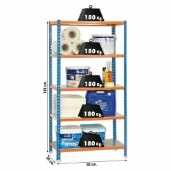 BAUHAUS Simonrack Simonclick Metallregal Mini L X B X H: 40 X 80 X 180 Cm, Traglast: 180 Kg/Boden, Anzahl Böden: 5 Stk., Stecken, Blau/Orange -Angebote Fliesen Store 12 7882