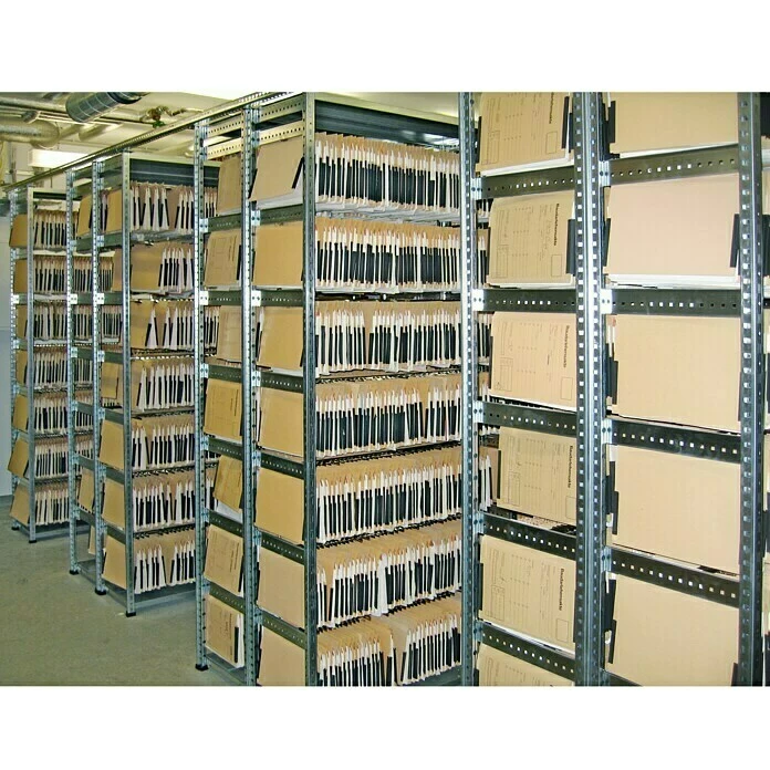 BAUHAUS Scholz System Metall-Registraturregal Grundelement 430 X 1.050 X 1.980 Mm, Traglast: 140 Kg/Boden, Stecken 2 BAUHAUS Scholz System Metall-Registraturregal Grundelement 430 X 1.050 X 1.980 Mm, Traglast: 140 Kg/Boden, Stecken – Bild 2