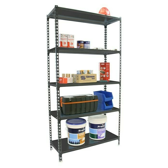 BAUHAUS Simonrack Simonclick Metallregal L X B X H: 50 X 100 X 200 Cm, Traglast: 180 Kg/Boden, Anzahl Böden: 5 Stk., Stecken, Anthrazit 3 BAUHAUS Simonrack Simonclick Metallregal L X B X H: 50 X 100 X 200 Cm, Traglast: 180 Kg/Boden, Anzahl Böden: 5 Stk., Stecken, Anthrazit – Bild 3