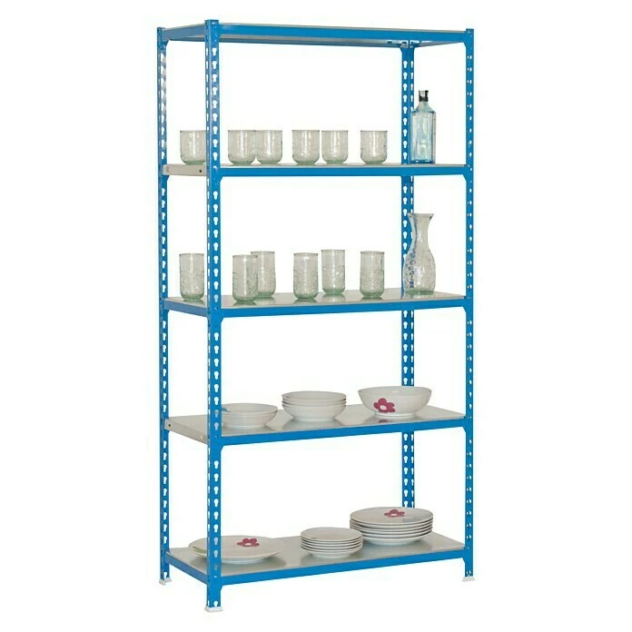 BAUHAUS Simonrack Simonclick Metallregal L X B X H: 40 X 90 X 180 Cm, Traglast: 180 Kg/Boden, Anzahl Böden: 5 Stk., Stecken, Blau 3 BAUHAUS Simonrack Simonclick Metallregal L X B X H: 40 X 90 X 180 Cm, Traglast: 180 Kg/Boden, Anzahl Böden: 5 Stk., Stecken, Blau – Bild 3
