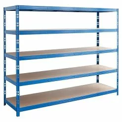 BAUHAUS Regalux Metall-Schwerlastregal Mega L X B X H: 70 X 240 X 200 Cm, Traglast: 450 Kg/Boden, Anzahl Böden: 5 Stk., Stecken, Blau