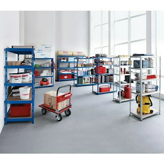 BAUHAUS Regalux Metall-Schwerlastregal Mega L X B X H: 70 X 240 X 200 Cm, Traglast: 450 Kg/Boden, Anzahl Böden: 5 Stk., Stecken, Blau 5 BAUHAUS Regalux Metall-Schwerlastregal Mega L X B X H: 70 X 240 X 200 Cm, Traglast: 450 Kg/Boden, Anzahl Böden: 5 Stk., Stecken, Blau – Bild 5