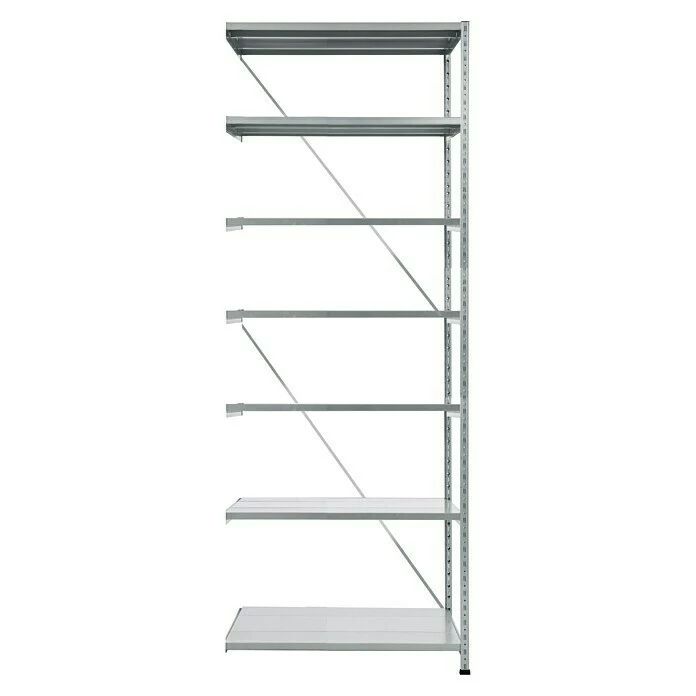 BAUHAUS Scholz Metall-Lagerregal Anbauelement Länge: 1.000 Mm, Breite: 810 Mm, Höhe: 3.000 Mm, Traglast: 360 Kg/Boden, Anzahl Böden: 7 Stk. 1 BAUHAUS Scholz Metall-Lagerregal Anbauelement Länge: 1.000 Mm, Breite: 810 Mm, Höhe: 3.000 Mm, Traglast: 360 Kg/Boden, Anzahl Böden: 7 Stk.