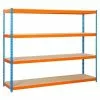 BAUHAUS Simonrack Simonforte Metall-Schwerlastregal L X B X H: 60 X 150 X 200 Cm, Traglast: 600 Kg/Boden, Anzahl Böden: 4, Blau/Orange