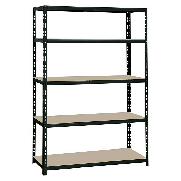 BAUHAUS Regalux Metall-Schwerlastregal XL L X B X H: 50 X 120 X 180 Cm, Traglast: 290 Kg/Boden, Anzahl Böden: 5 Stk., Stecken, Schwarz 1 BAUHAUS Regalux Metall-Schwerlastregal XL L X B X H: 50 X 120 X 180 Cm, Traglast: 290 Kg/Boden, Anzahl Böden: 5 Stk., Stecken, Schwarz