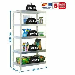 BAUHAUS Simonrack Bricoforte Metall-Schwerlastregal L X B X H: 60 X 100 X 200 Cm, Traglast: 300 Kg/Boden, Anzahl Böden: 5, Silber, Material Boden: Metall -Angebote Fliesen Store 12 8017