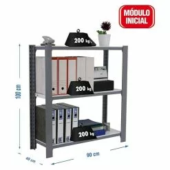 BAUHAUS Simonrack Simonoffice Aktenregal Grundelement L X B X H: 40 X 90 X 100 Cm, Traglast: 200 Kg/Boden, Anzahl Böden: 3, Grau -Angebote Fliesen Store 12 8020