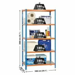 BAUHAUS Simonrack Simonclick Metallregal Plus L X B X H: 50 X 100 X 200 Cm, Traglast: 180 Kg/Boden, Anzahl Böden: 5 Stk., Stecken, Blau/Orange -Angebote Fliesen Store 12 8023