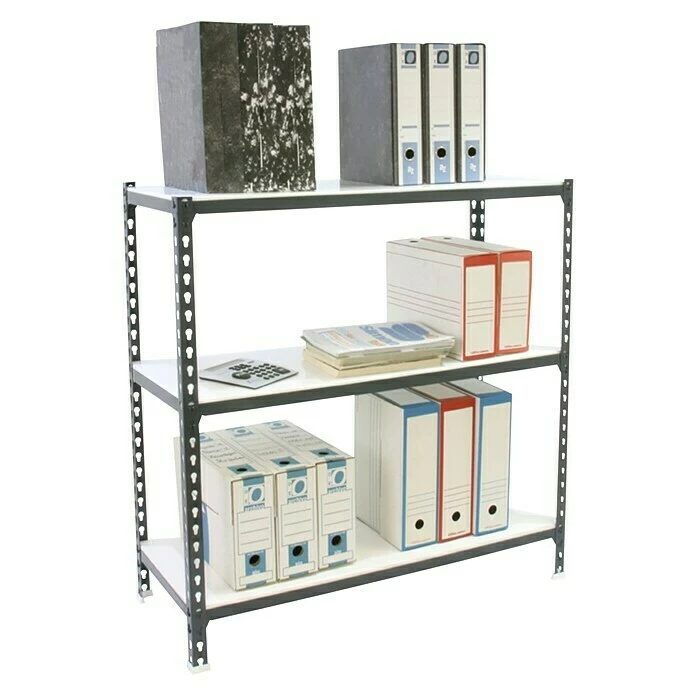 BAUHAUS Simonrack Simonclick Metallregal Mega L X B X H: 30 X 120 X 90 Cm, Traglast: 180 Kg/Boden, Anzahl Böden: 3 Stk., Stecken, Anthrazit/Weiß 2 BAUHAUS Simonrack Simonclick Metallregal Mega L X B X H: 30 X 120 X 90 Cm, Traglast: 180 Kg/Boden, Anzahl Böden: 3 Stk., Stecken, Anthrazit/Weiß – Bild 2