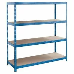 BAUHAUS Regalux Metall-Schwerlastregal XXL L X B X H: 60 X 160 X 185 Cm, Traglast: 350 Kg/Boden, Anzahl Böden: 4 Stk., Stecken, Blau