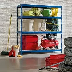 BAUHAUS Regalux Metall-Schwerlastregal XXL L X B X H: 60 X 160 X 185 Cm, Traglast: 350 Kg/Boden, Anzahl Böden: 4 Stk., Stecken, Blau -Angebote Fliesen Store 12 8160