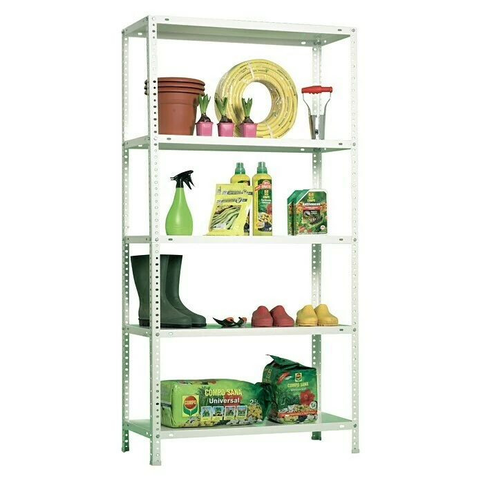 BAUHAUS Simonrack Comfort Metallregal L X B X H: 50 X 100 X 200 Cm, Traglast: 100 Kg/Boden, Anzahl Böden: 5 Stk., Schrauben, Weiß 3 BAUHAUS Simonrack Comfort Metallregal L X B X H: 50 X 100 X 200 Cm, Traglast: 100 Kg/Boden, Anzahl Böden: 5 Stk., Schrauben, Weiß – Bild 3