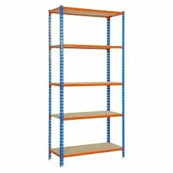 BAUHAUS Simonrack Maderclick Metallregal L X B X H: 40 X 90 X 180 Cm, Traglast: 150 Kg/Boden, Anzahl Böden: 5, Stecken, Blau/Orange