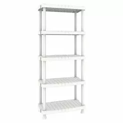 BAUHAUS Terry Kunststoffregal Lebensmittelecht L X B X H: 39 X 59 X 144 Cm, Traglast: 40 Kg/Boden, Anzahl Böden: 5 Stk., Stecken