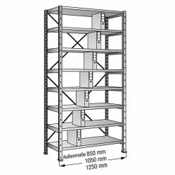 BAUHAUS Scholz Aktenregal Grundelement Länge: 1.050 Mm, Breite: 300 Mm, Höhe: 2.640 Mm, Traglast: 80 Kg/Boden, Anzahl Böden: 8 Stk. -Angebote Fliesen Store 12 8208