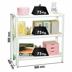 BAUHAUS Simonrack Simonclassic Metallregal Advantage L X B X H: 40 X 90 X 90 Cm, Traglast: 75 Kg/Boden, Anzahl Böden: 3 Stk., Schrauben, Weiß -Angebote Fliesen Store 12 8214